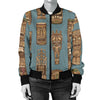 Tiki Print Pattern Women Casual Bomber Jacket-grizzshop