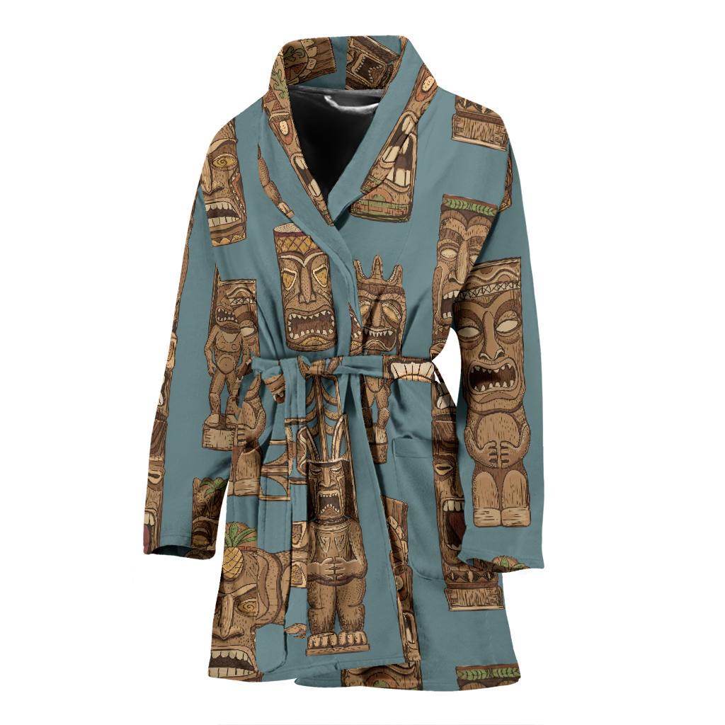 Tiki Print Pattern Women Long Robe-grizzshop