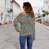 Tiki Print Pattern Women Off Shoulder Sweatshirt-grizzshop