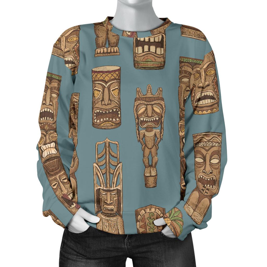 Tiki Print Pattern Women's Sweatshirt-grizzshop