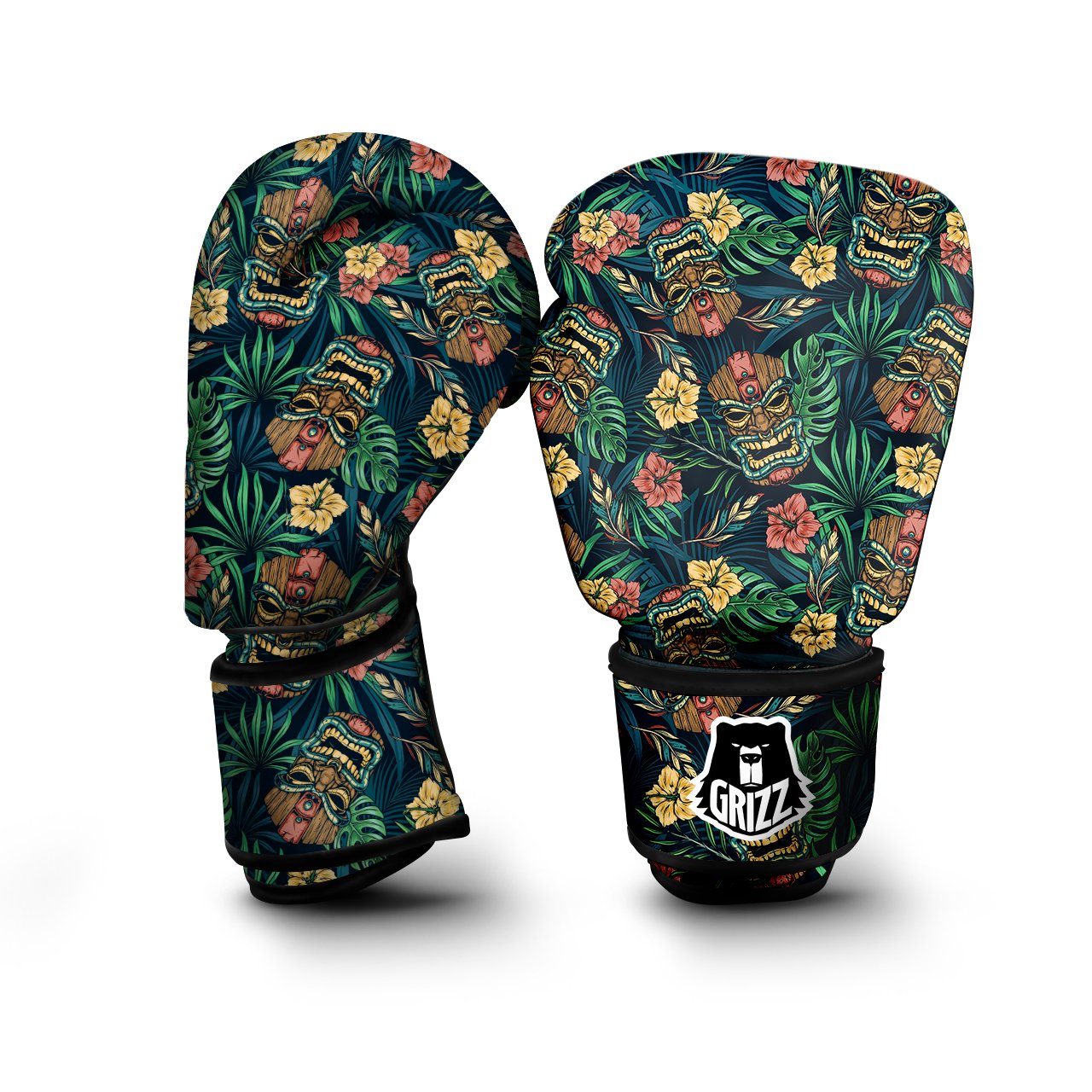 Tiki Tropical Print Pattern Boxing Gloves-grizzshop