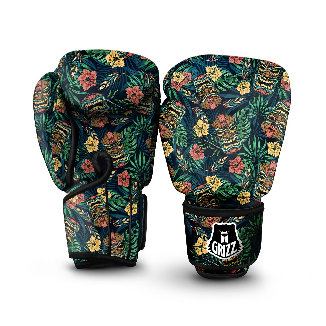 Tiki Tropical Print Pattern Boxing Gloves-grizzshop