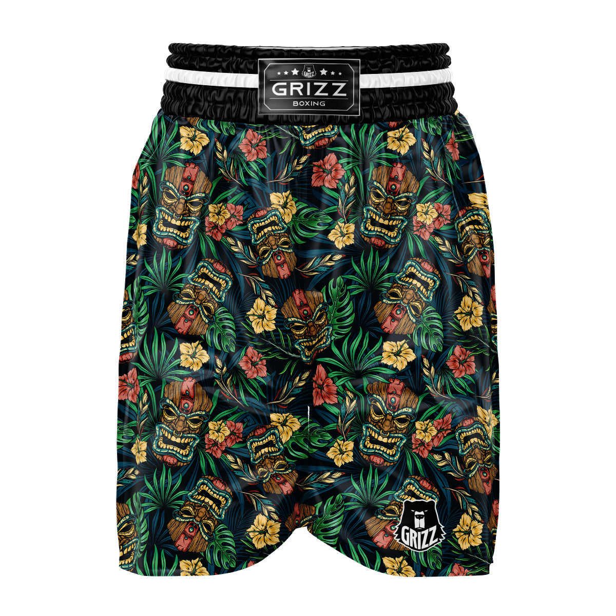 Tiki Tropical Print Pattern Boxing Shorts-grizzshop