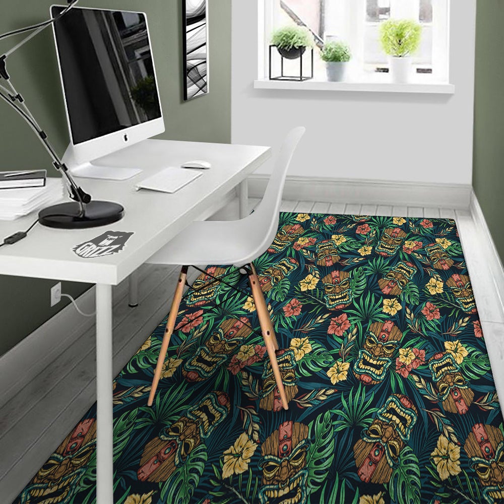 Tiki Tropical Print Pattern Floor Mat-grizzshop