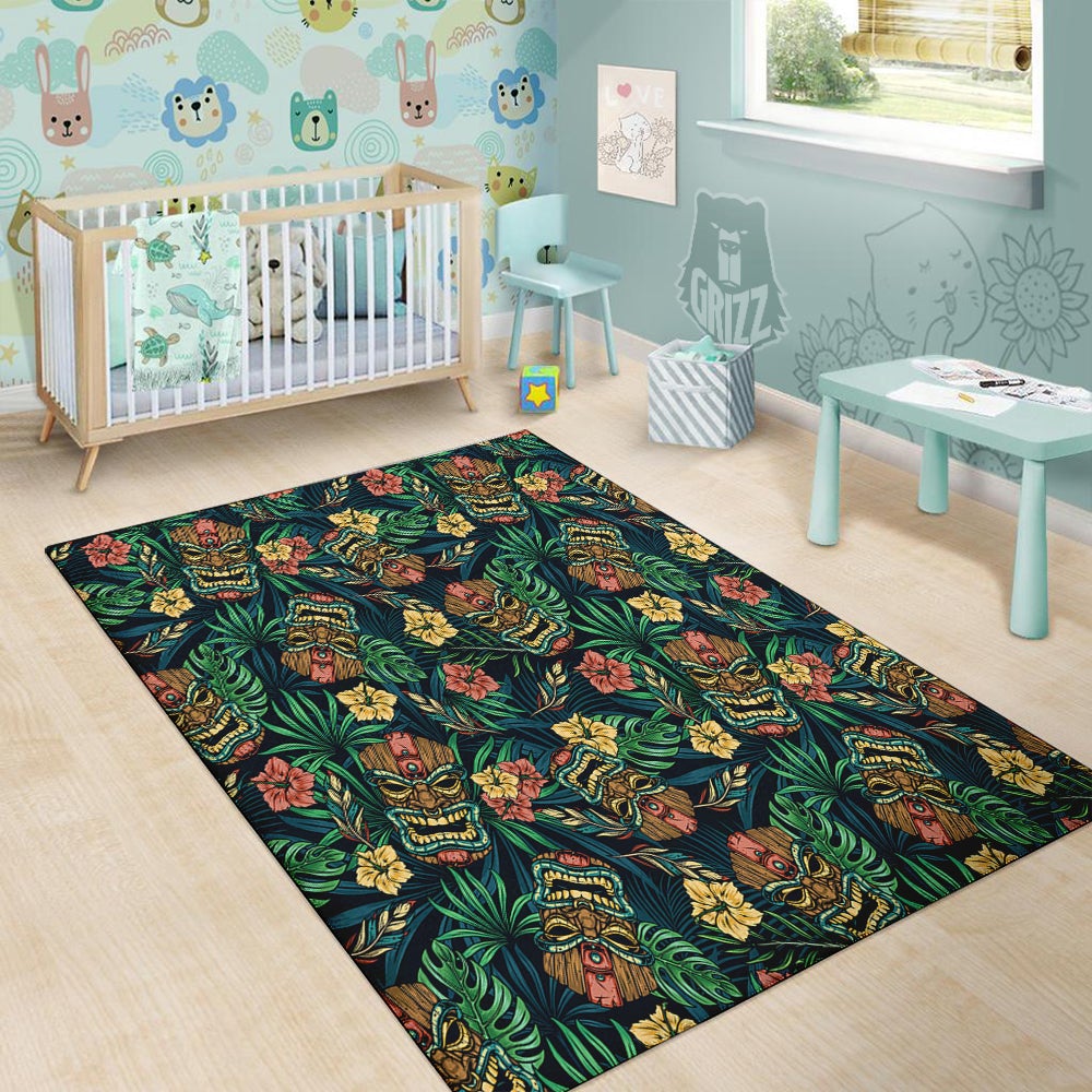 Tiki Tropical Print Pattern Floor Mat-grizzshop