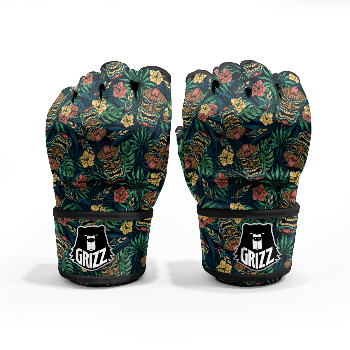 Tiki Tropical Print Pattern MMA Gloves-grizzshop