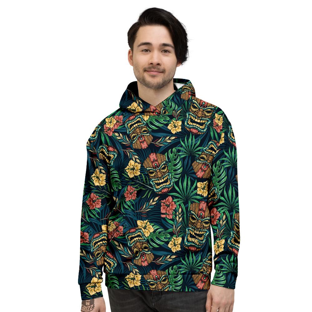 Tiki Tropical Print Pattern Men's Hoodie-grizzshop