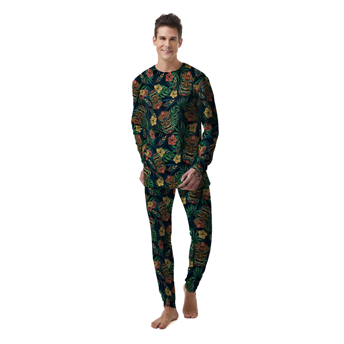 Tiki Tropical Print Pattern Men's Pajamas-grizzshop