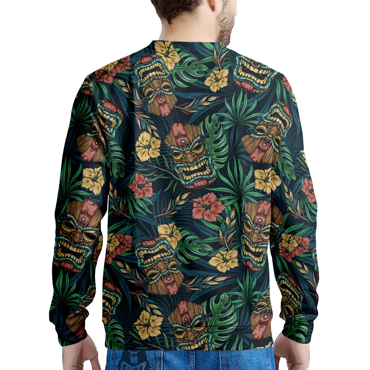 Tiki Tropical Print Pattern Men's Sweatshirt-grizzshop