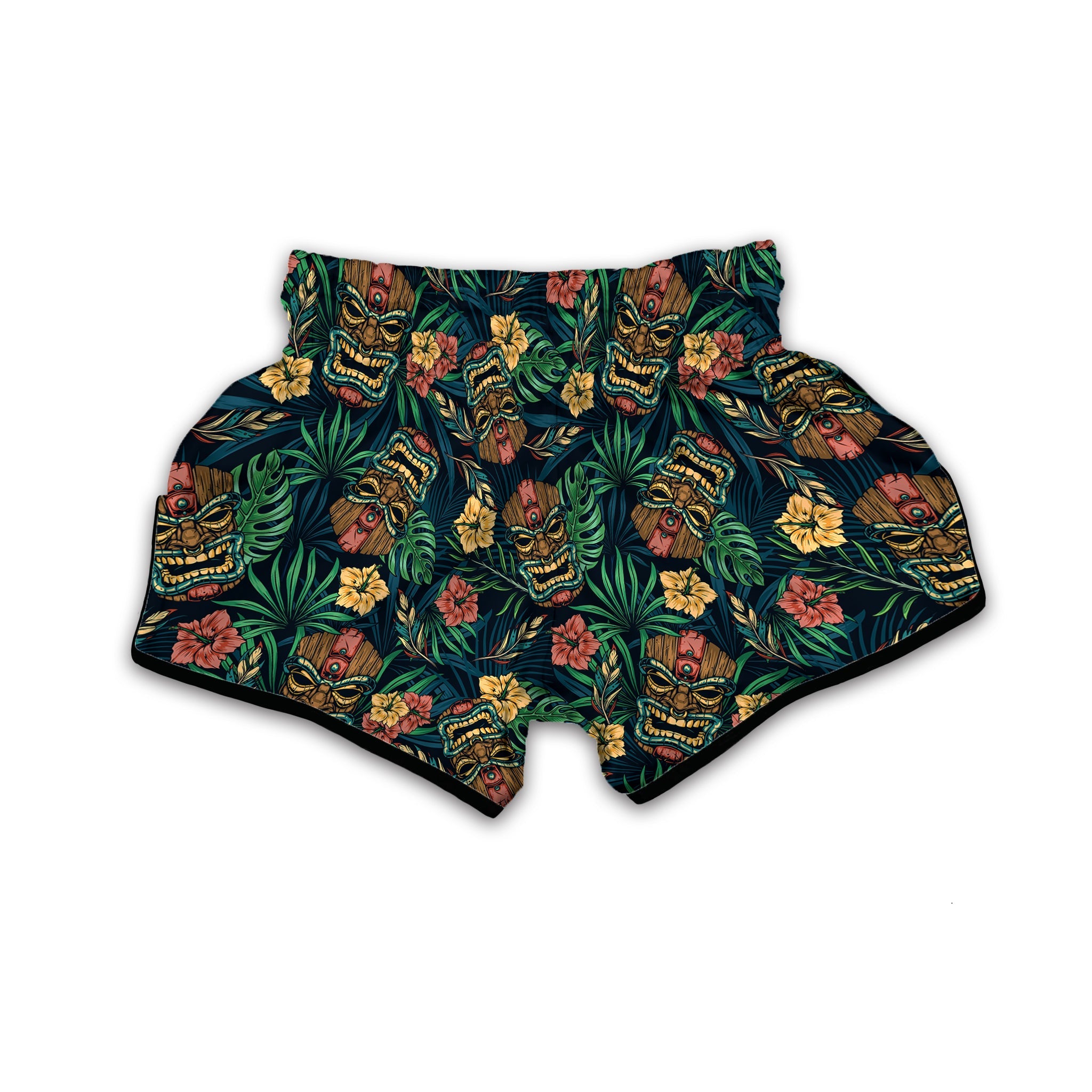 Tiki Tropical Print Pattern Muay Thai Boxing Shorts-grizzshop