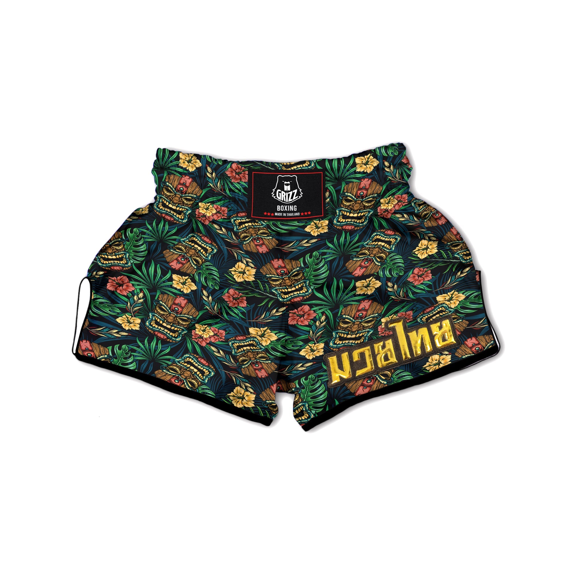 Tiki Tropical Print Pattern Muay Thai Boxing Shorts-grizzshop
