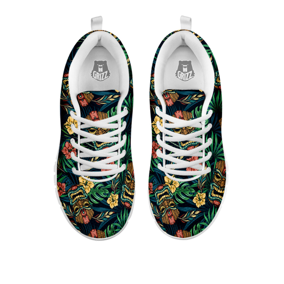 Tiki Tropical Print Pattern White Sneaker-grizzshop