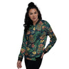 Tiki Tropical Print Pattern Women's Bomber Jacket-grizzshop