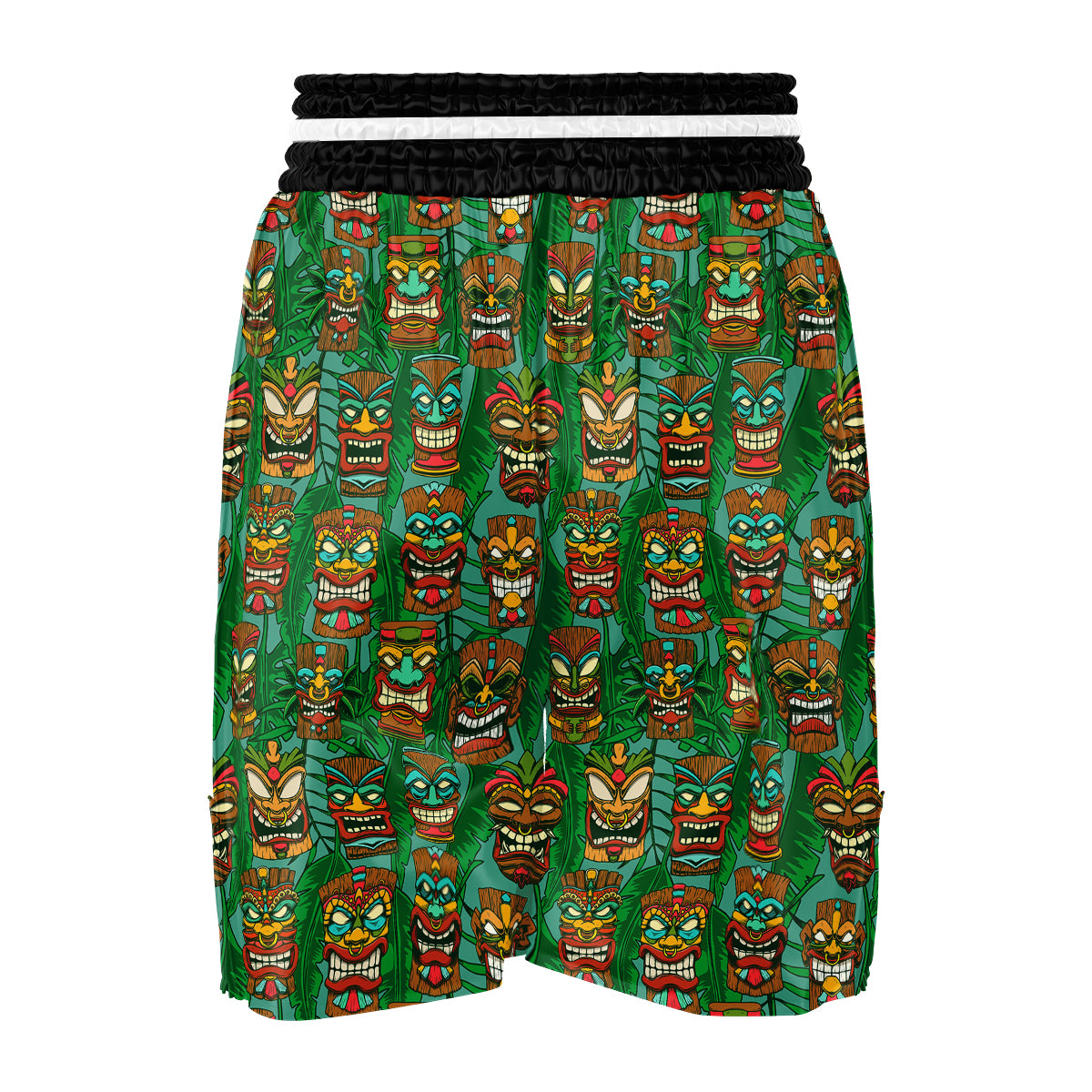 Tiki Wooden Print Pattern Boxing Shorts-grizzshop