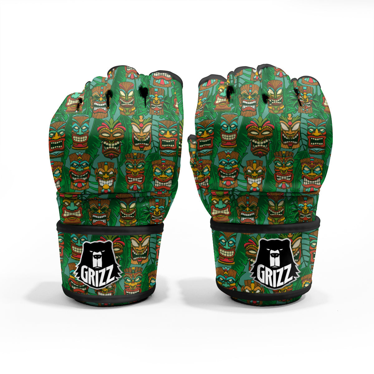 Tiki Wooden Print Pattern MMA Gloves-grizzshop