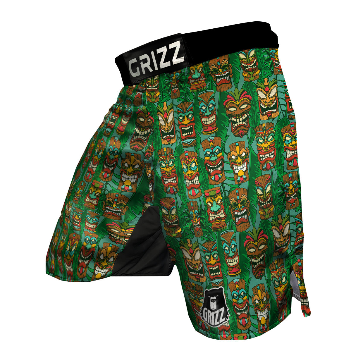 Tiki Wooden Print Pattern MMA Shorts-grizzshop
