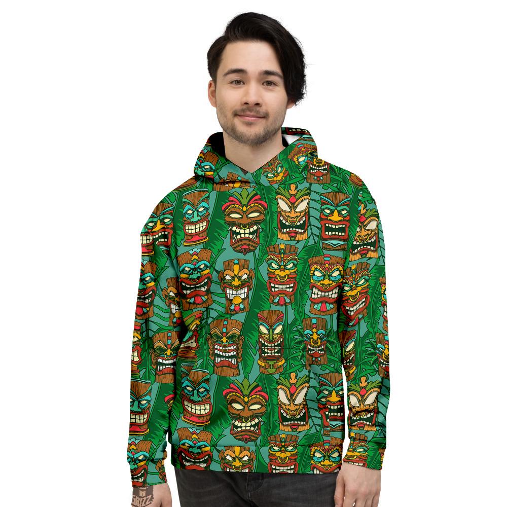 Tiki Wooden Print Pattern Men's Hoodie-grizzshop