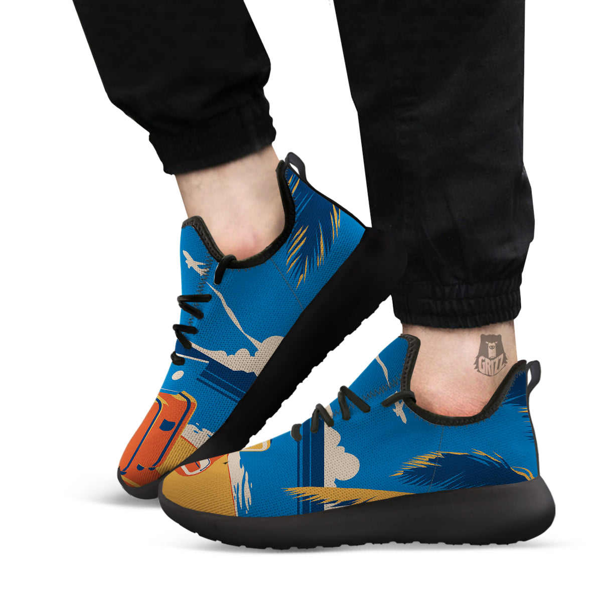 Time To Travel Summer Holiday Print Black Athletic Shoes-grizzshop