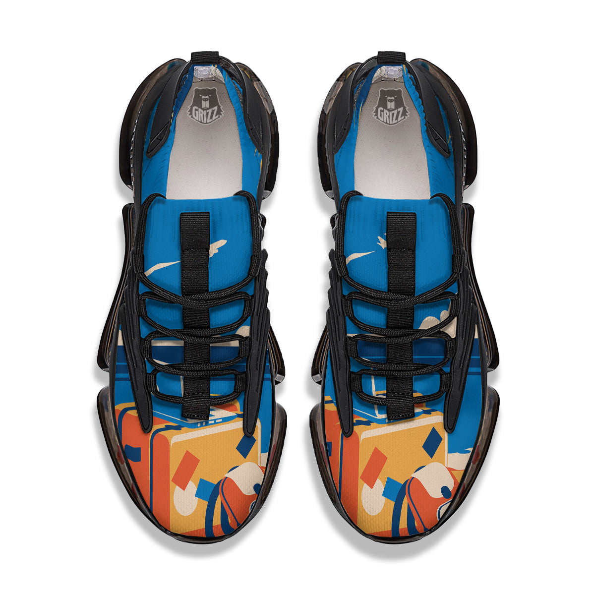 Time To Travel Summer Holiday Print Black Gym Shoes-grizzshop