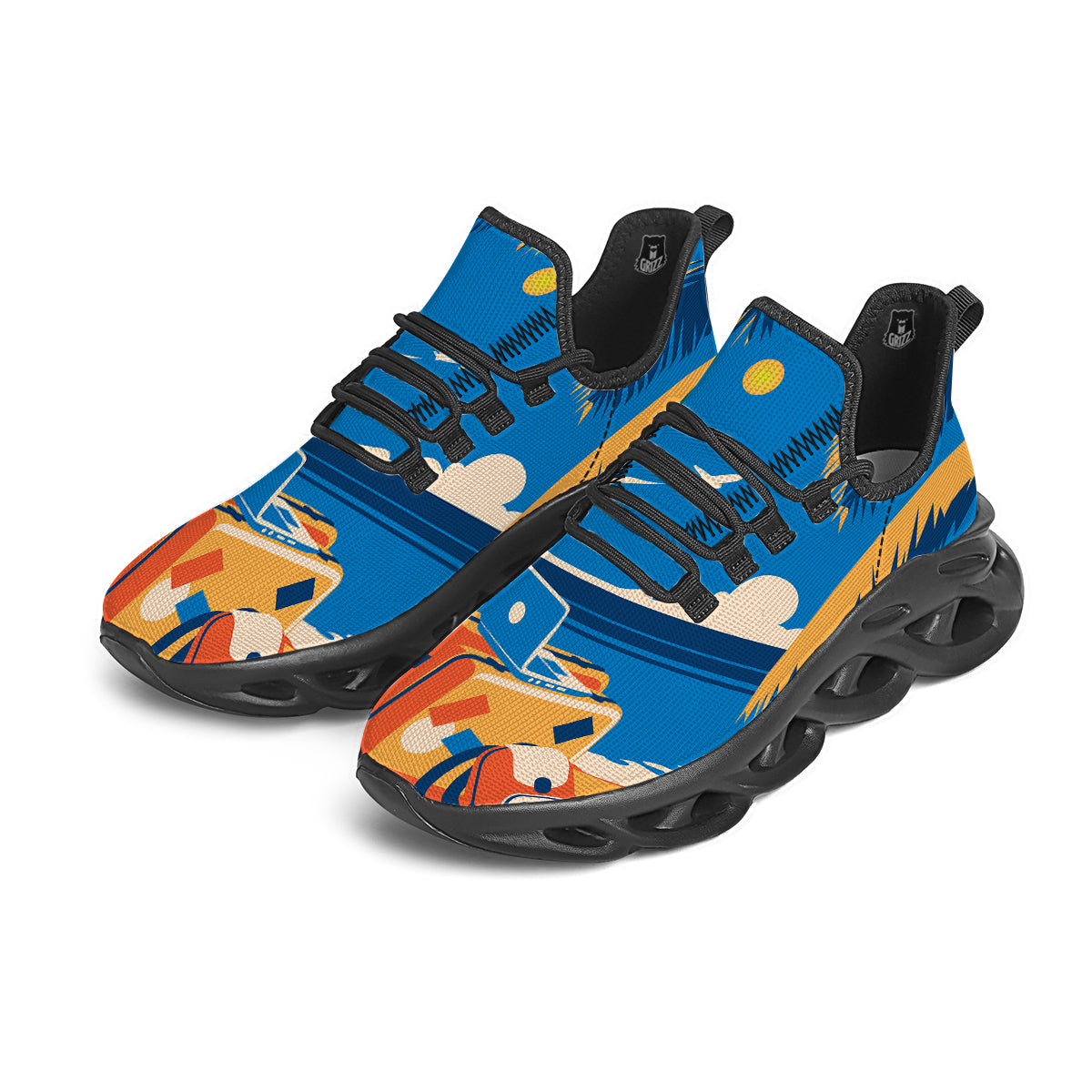 Time To Travel Summer Holiday Print Black Running Shoes-grizzshop