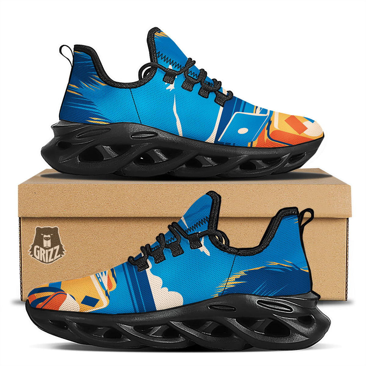 Time To Travel Summer Holiday Print Black Running Shoes-grizzshop