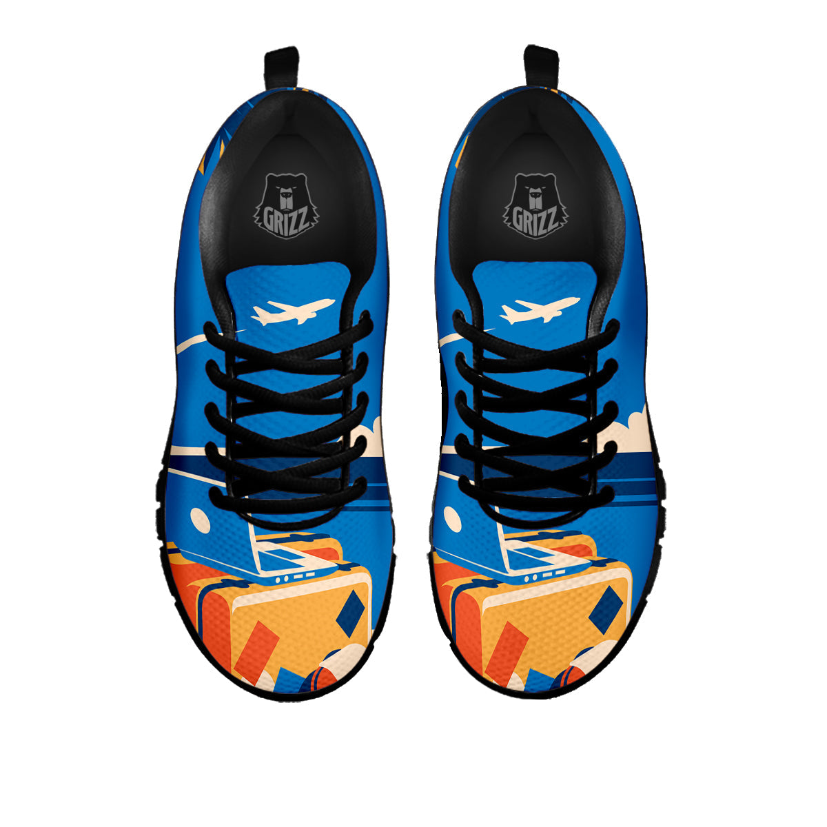 Time To Travel Summer Holiday Print Black Sneaker-grizzshop