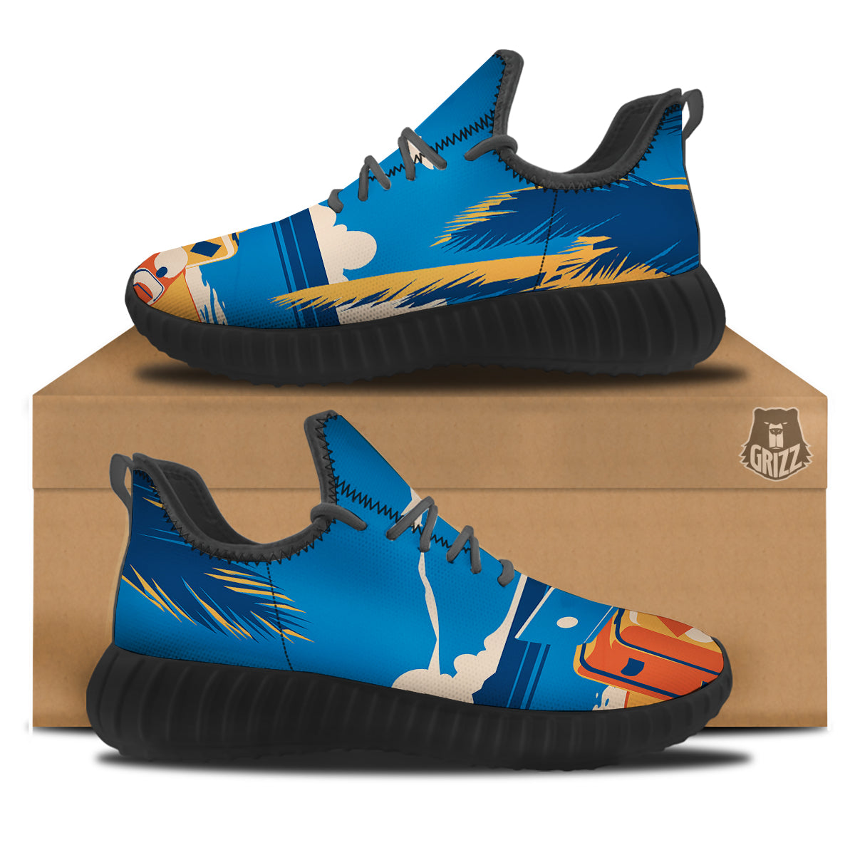 Time To Travel Summer Holiday Print Black Walking Shoes-grizzshop