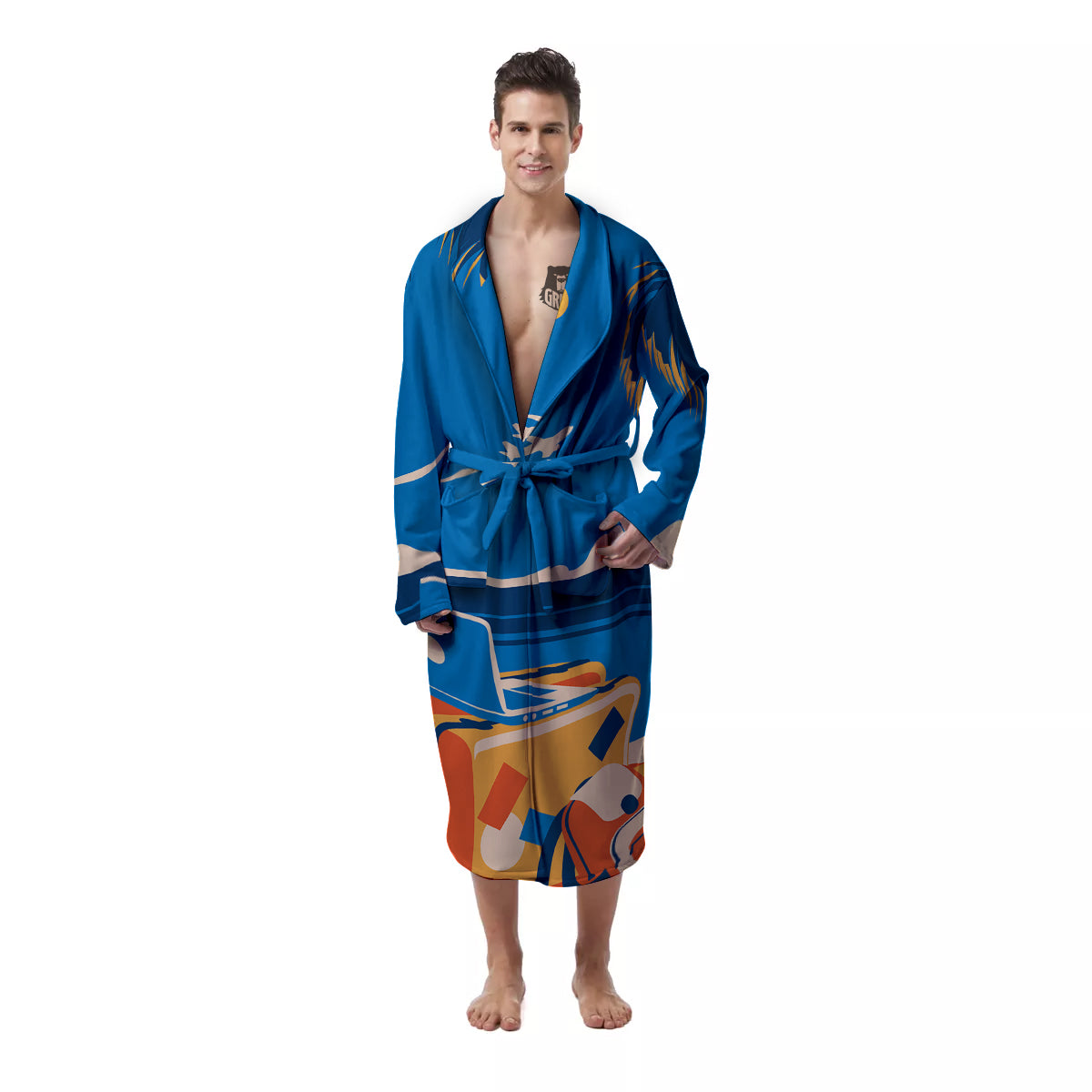 Time To Travel Summer Holiday Print Men's Robe-grizzshop
