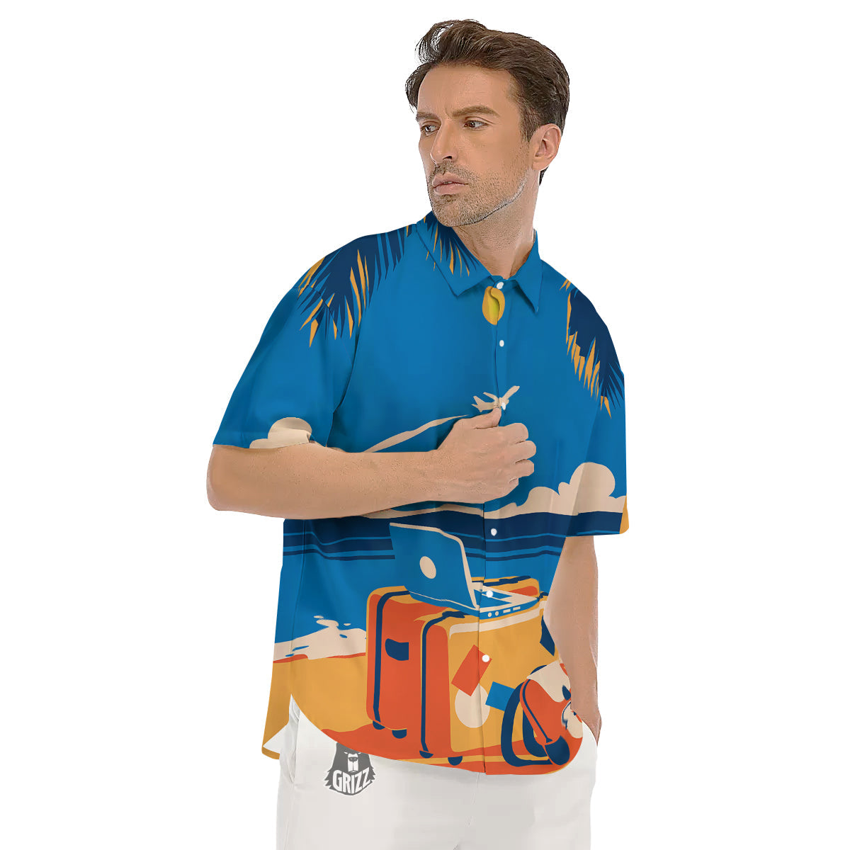 Time To Travel Summer Holiday Print Men's Short Sleeve Shirts-grizzshop