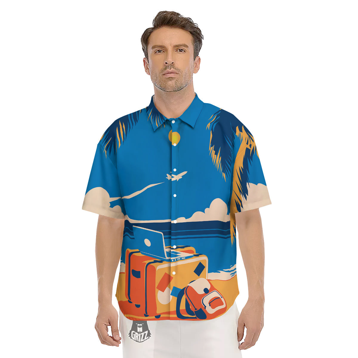 Time To Travel Summer Holiday Print Men's Short Sleeve Shirts-grizzshop