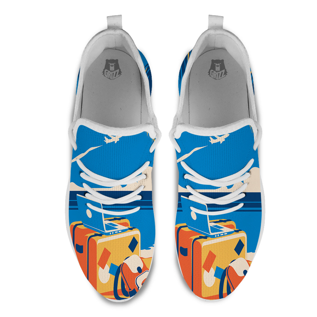 Time To Travel Summer Holiday Print White Athletic Shoes-grizzshop