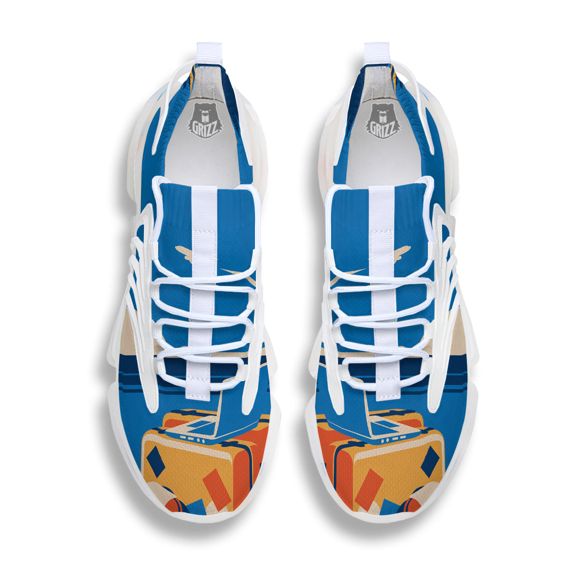 Time To Travel Summer Holiday Print White Gym Shoes-grizzshop