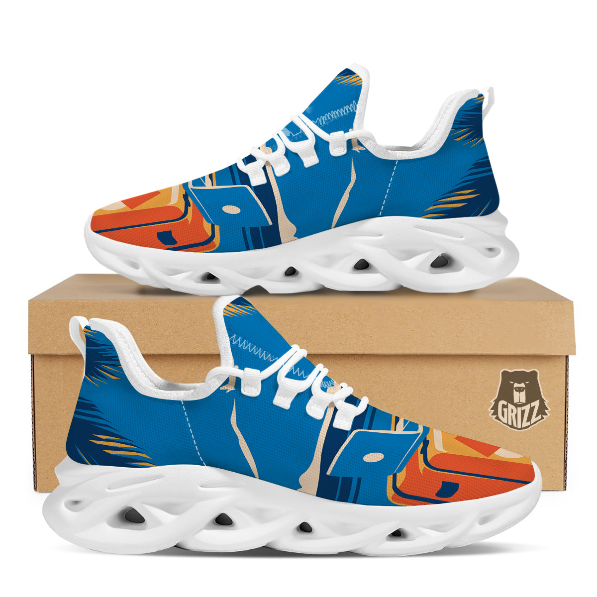 Time To Travel Summer Holiday Print White Running Shoes-grizzshop