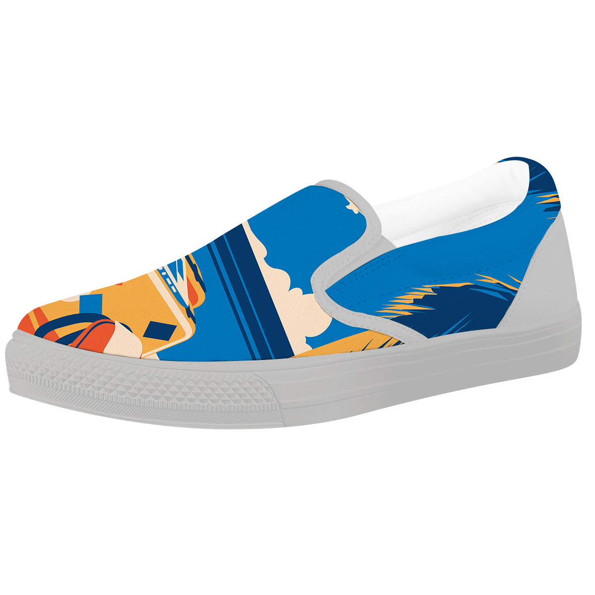 Time To Travel Summer Holiday Print White Slip On Shoes-grizzshop