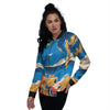 Time To Travel Summer Holiday Print Women's Bomber Jacket-grizzshop