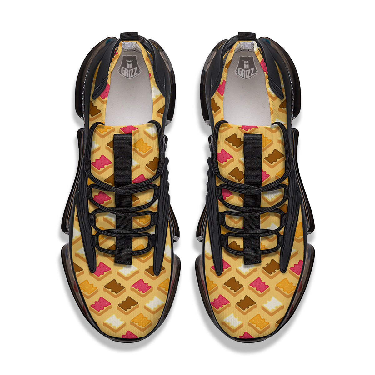 Toast And Jam Print Pattern Black Gym Shoes-grizzshop