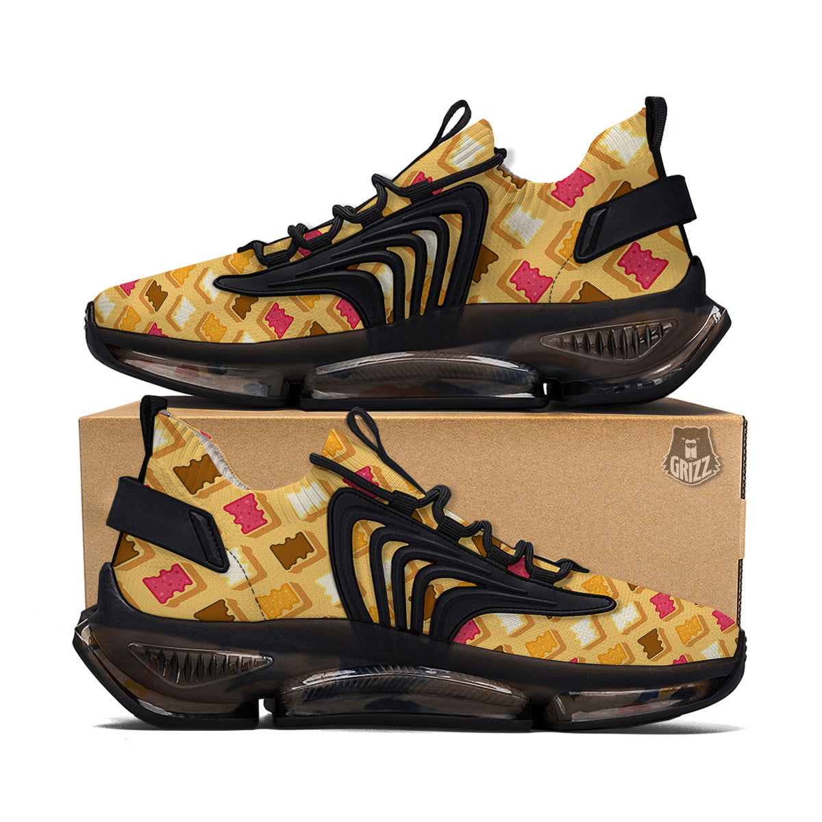 Toast And Jam Print Pattern Black Gym Shoes-grizzshop
