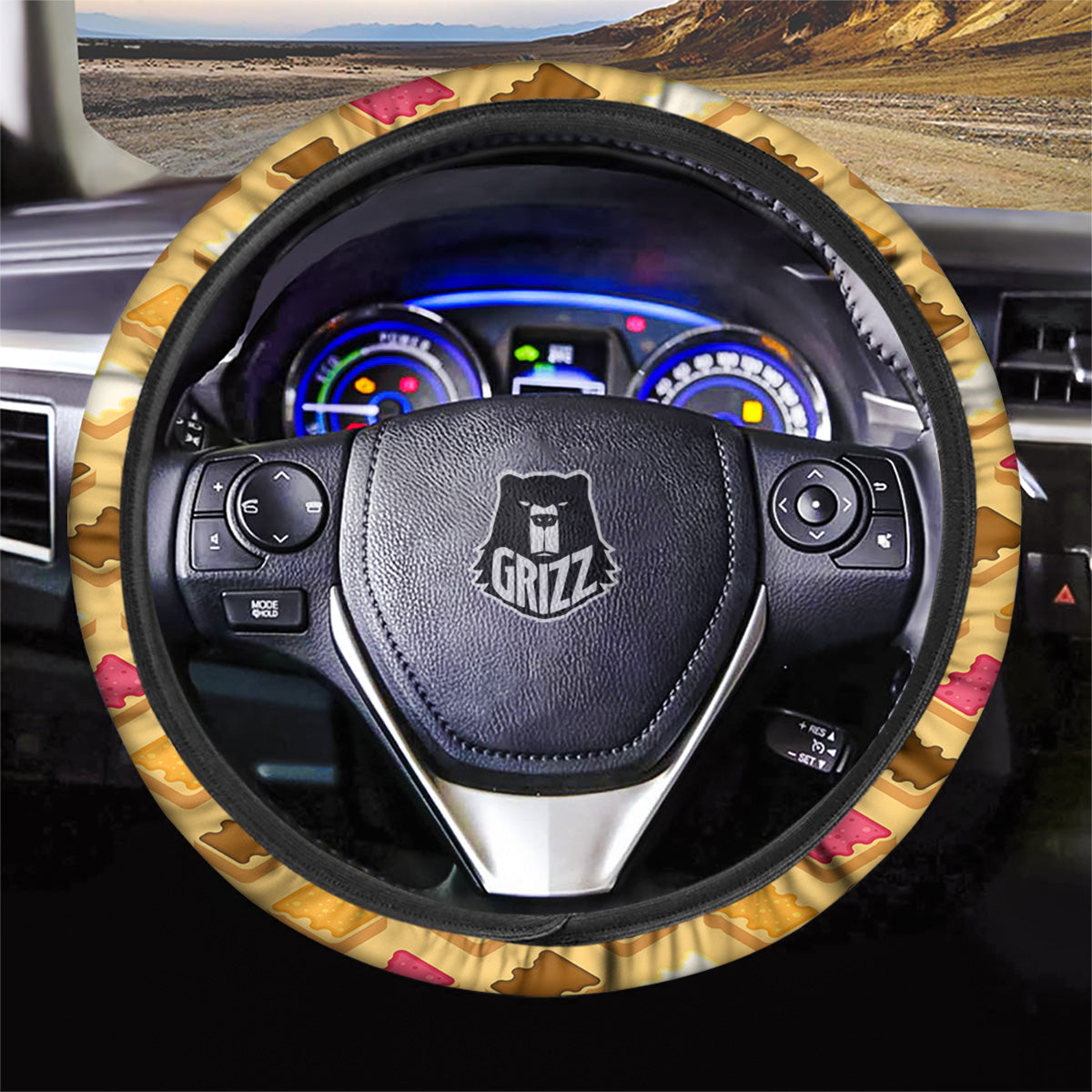 Toast And Jam Print Pattern Car Steering Wheel Cover-grizzshop