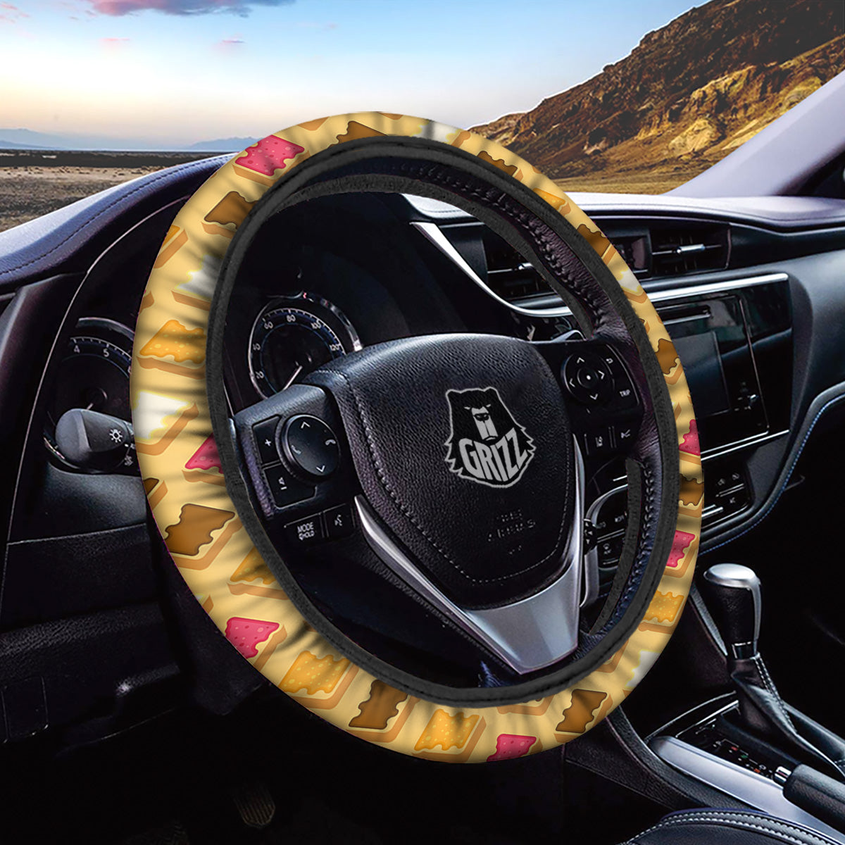 Toast And Jam Print Pattern Car Steering Wheel Cover-grizzshop