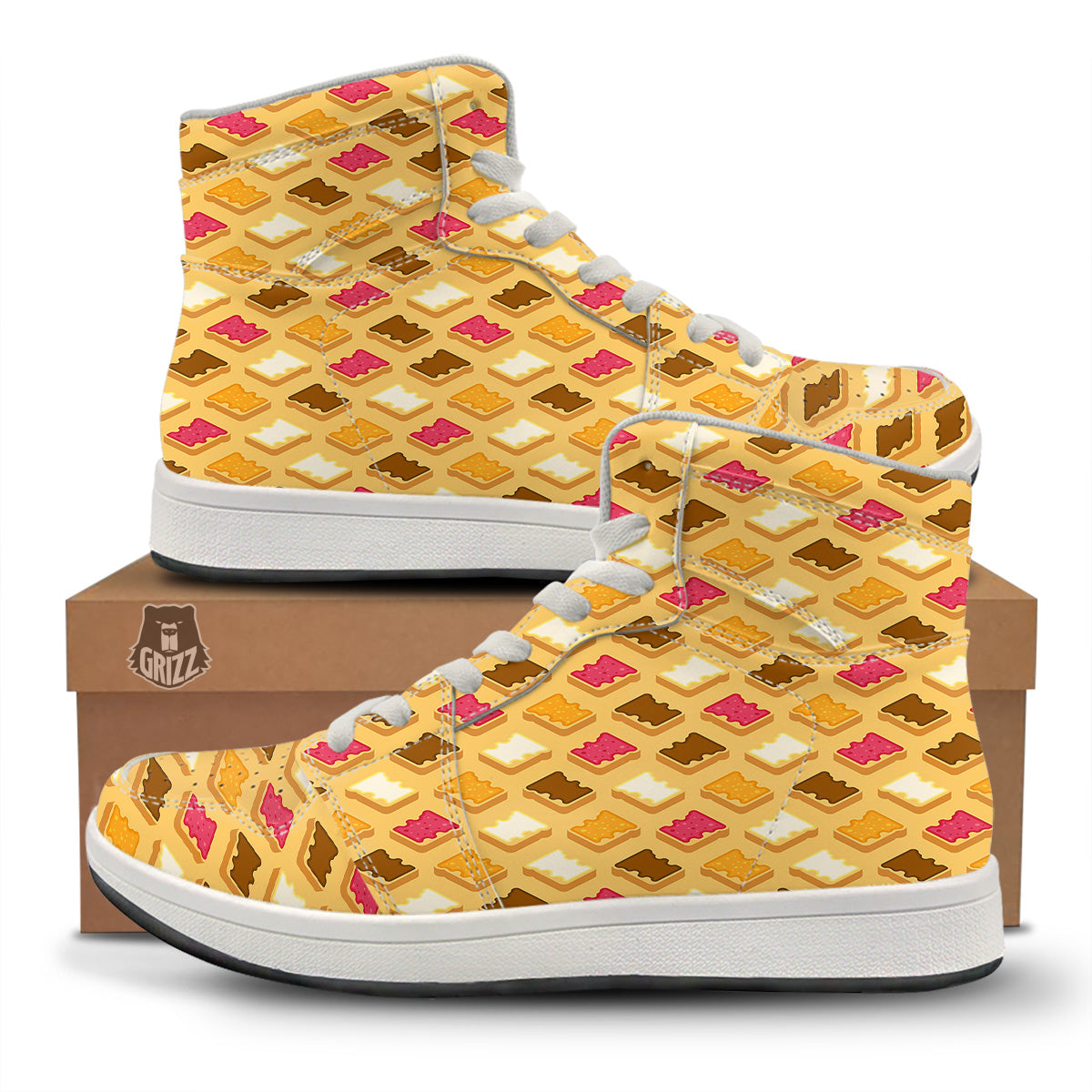 Toast And Jam Print Pattern High Top Sneakers-grizzshop