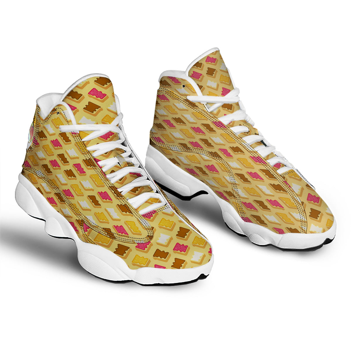 Toast And Jam Print Pattern White Basketball Shoes-grizzshop