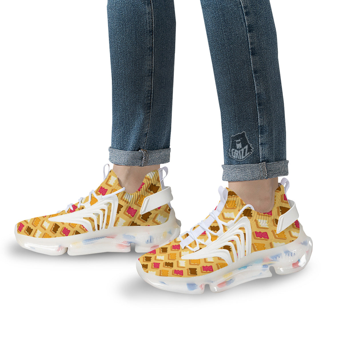 Toast And Jam Print Pattern White Gym Shoes-grizzshop