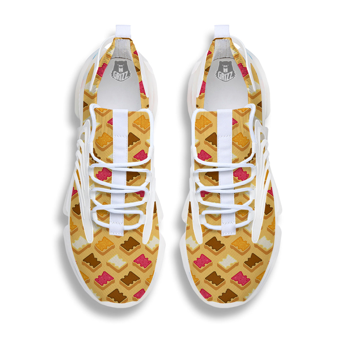 Toast And Jam Print Pattern White Gym Shoes-grizzshop