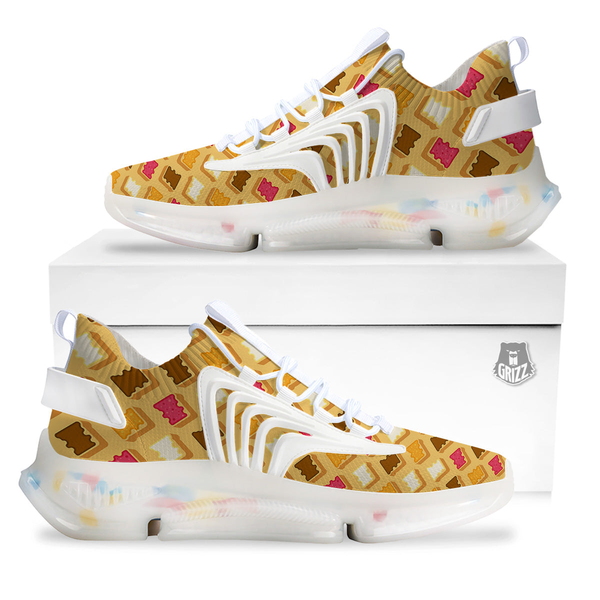 Toast And Jam Print Pattern White Gym Shoes-grizzshop