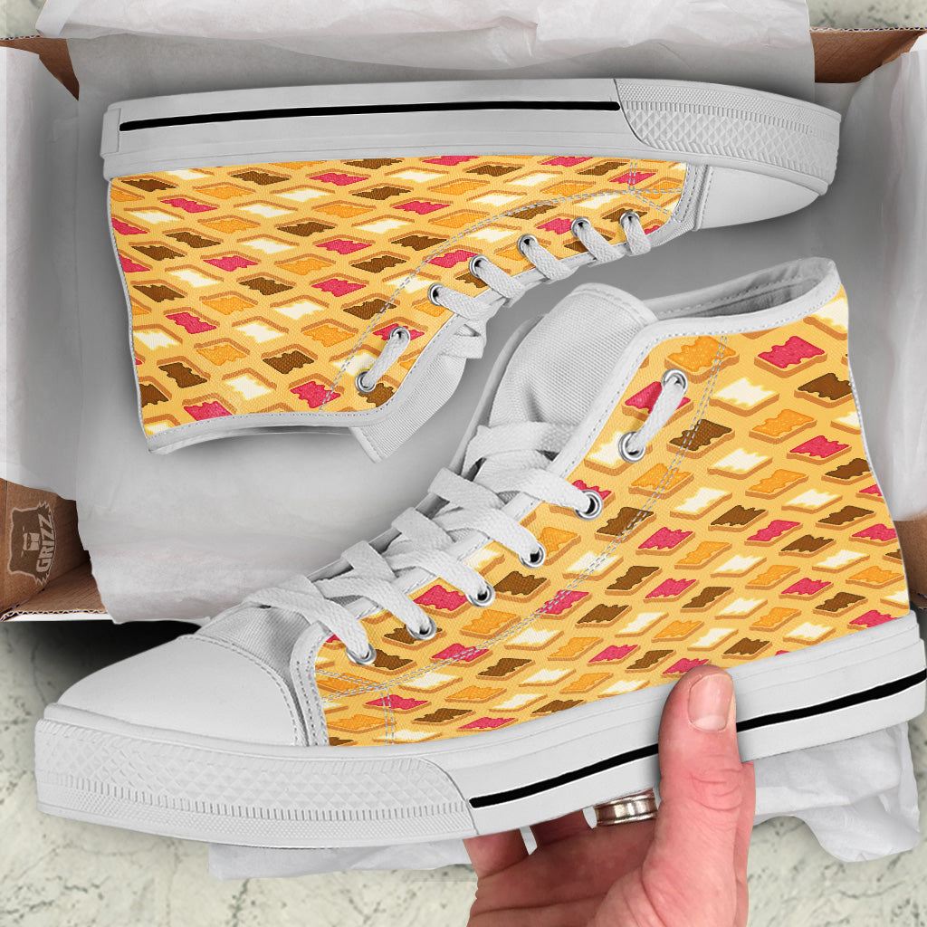 Toast And Jam Print Pattern White High Top Shoes-grizzshop