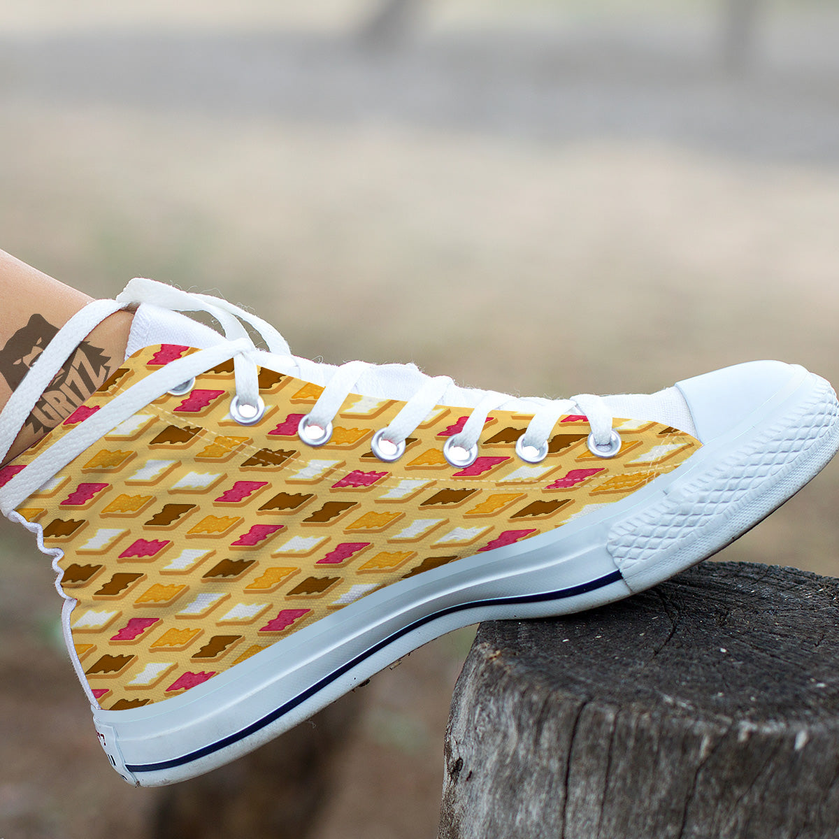 Toast And Jam Print Pattern White High Top Shoes-grizzshop