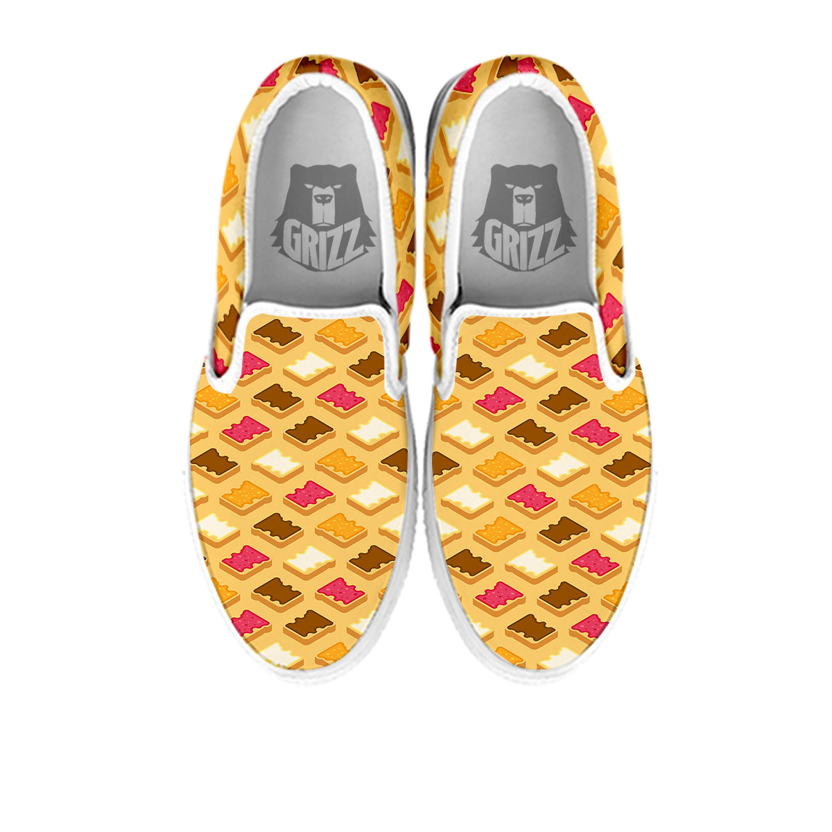 Toast And Jam Print Pattern White Slip On Shoes-grizzshop