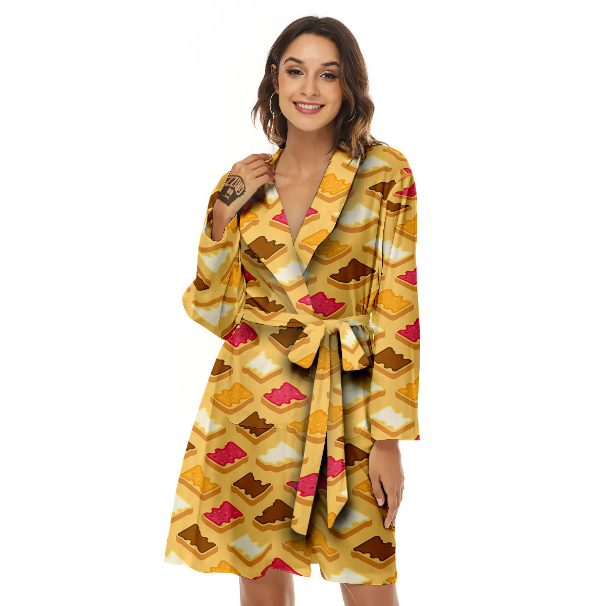 Toast And Jam Print Pattern Women's Robe-grizzshop