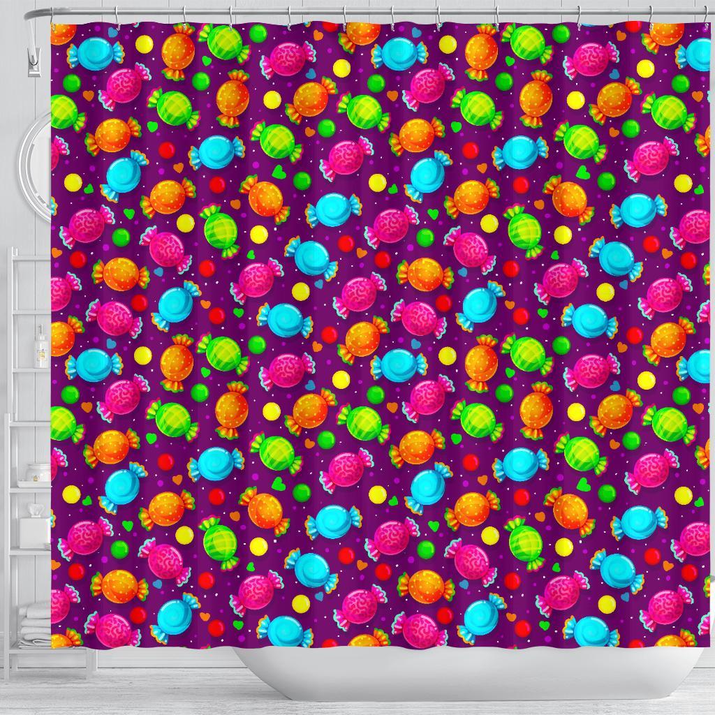 Toffee Candy Pattern Print Bathroom Shower Curtain-grizzshop