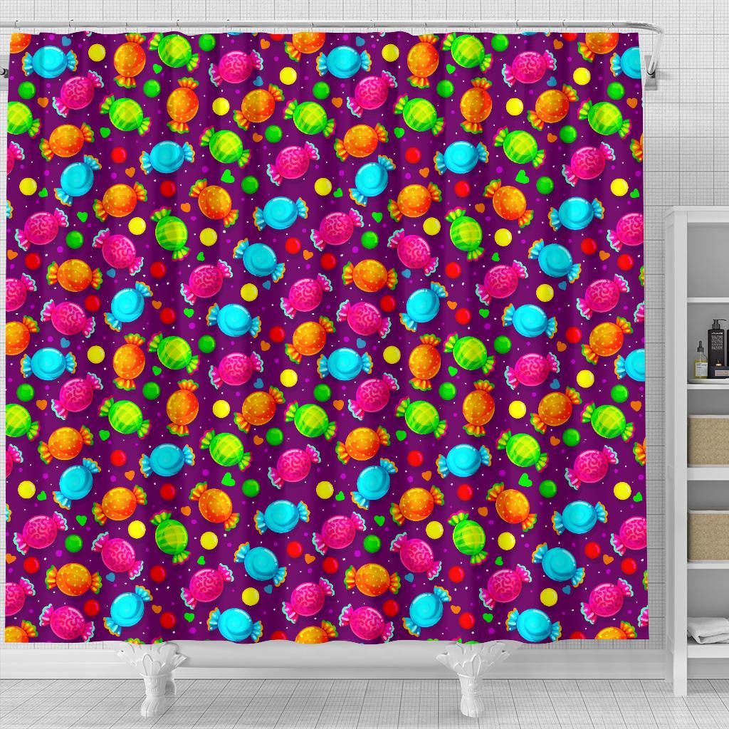 Toffee Candy Pattern Print Bathroom Shower Curtain-grizzshop